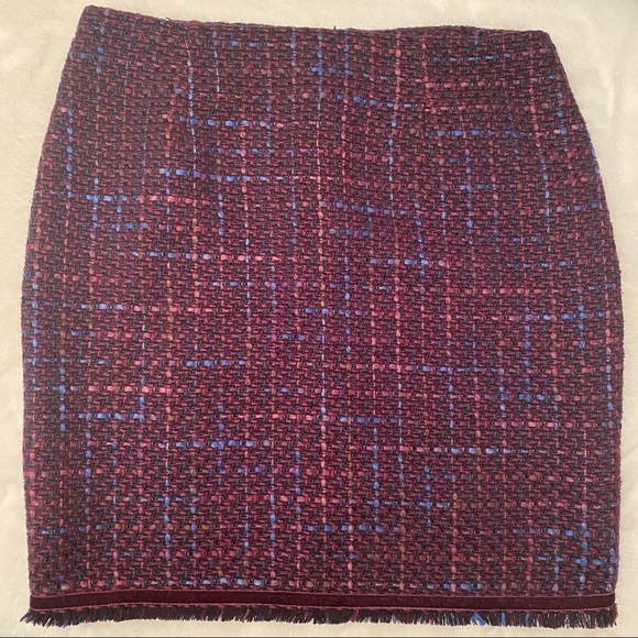 Bandolino Tweed Pencil Skirt Plum Size 4 Mini Multicolor Business burgundy - Picture 10 of 11